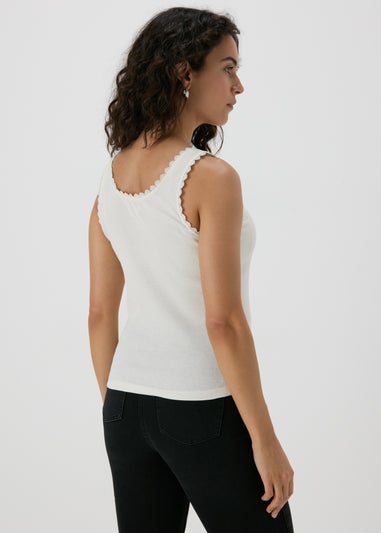 White Lace Trim Vest Top