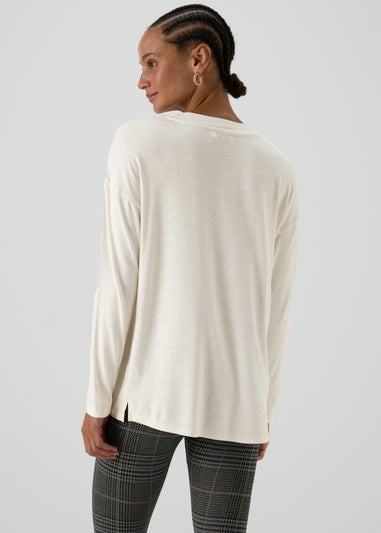 Cream V Neck T-Shirt