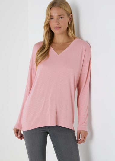 Pink V Neck Top