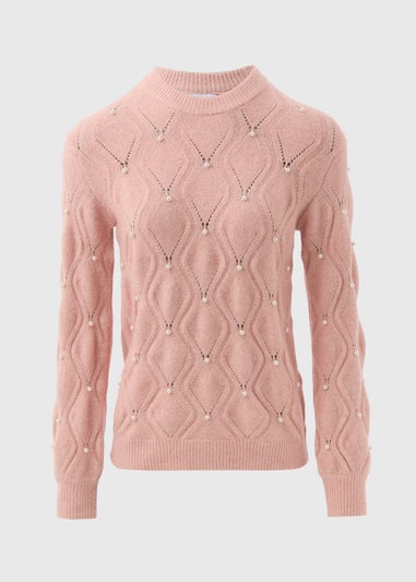 Pink Pearl Embellished Jumper