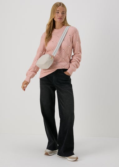 Pink Pearl Embellished Jumper