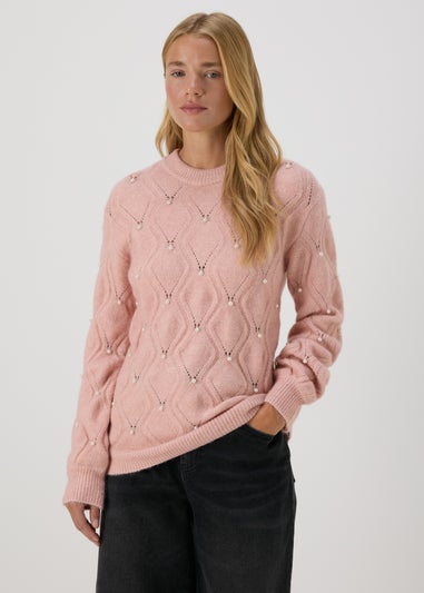 Pink Pearl Embellished Jumper