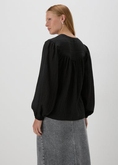 Black Textured Blouse