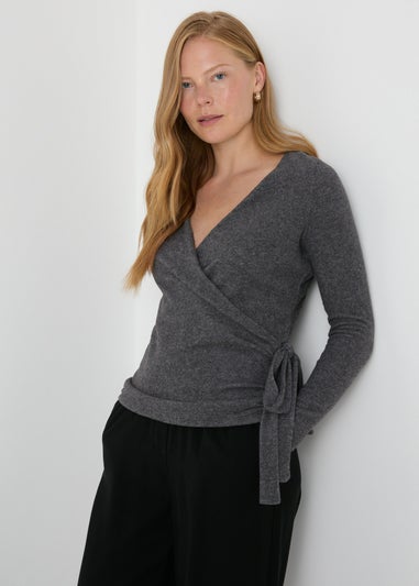 Charcoal Front Wrap Top