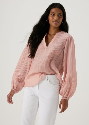 Pink Textured Blouse