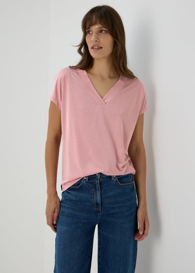 Pink V Neck T-Shirt