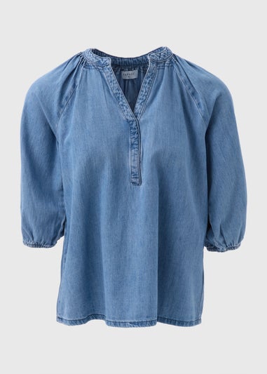 Mid Wash V-Neck Blouse