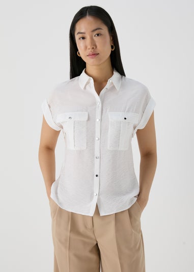 Et Vous White Double Pocket Shirt