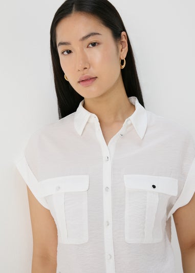 Et Vous White Double Pocket Shirt