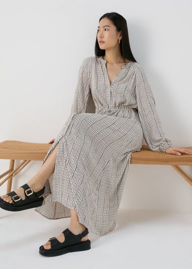 Et Vous Beige Patterened Shirt Midi Dress