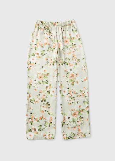 Green Floral Satin Pyjama Bottoms