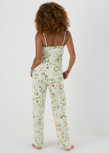 Green Floral Satin Pyjama Bottoms