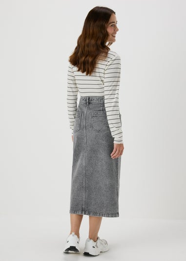 Grey Denim Midi Skirt