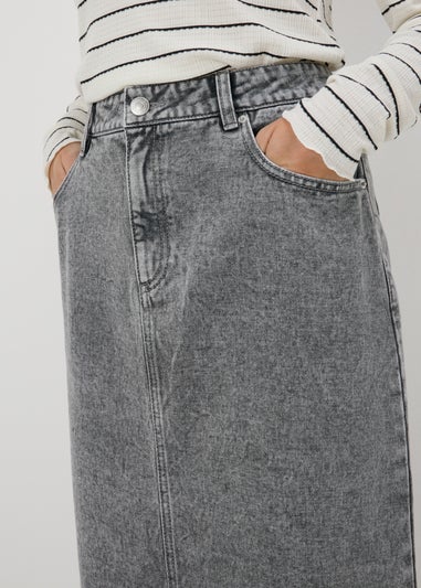 Grey Denim Midi Skirt