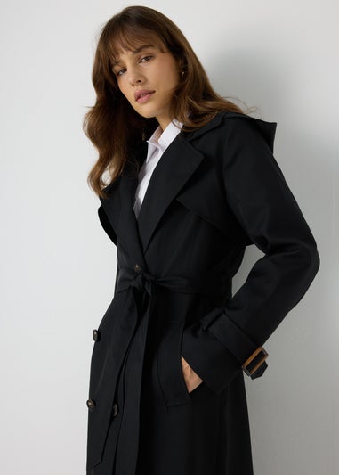 Et Vous Black Hooded Trench Coat