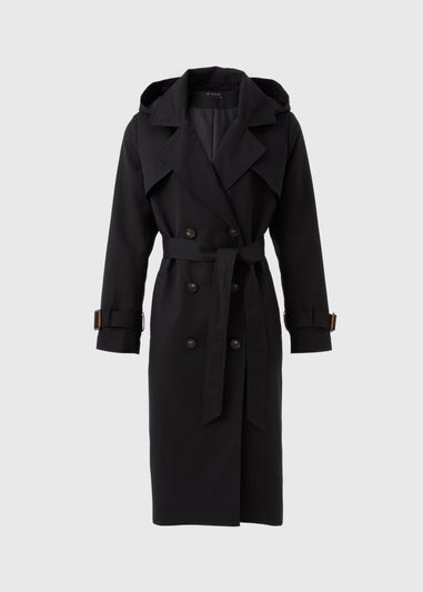 Et Vous Black Hooded Trench Coat