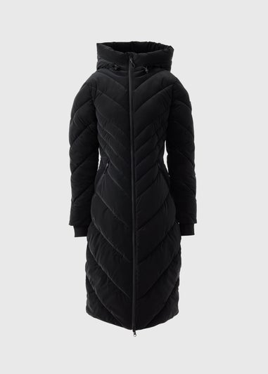 Black Technical Rubberised Long Padded Coat