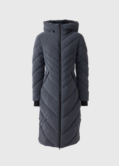 Grey Technical Rubberised Long Padded Coat