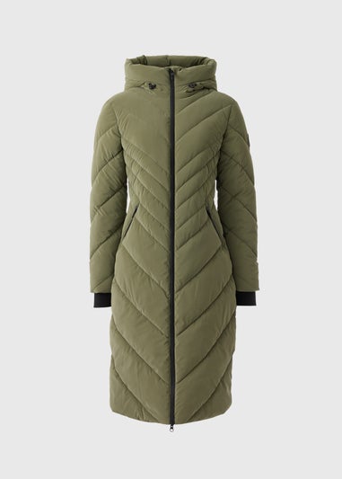 Khaki Technical Rubberised Long Padded Coat