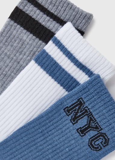 3 Pack White NYC Sports Socks