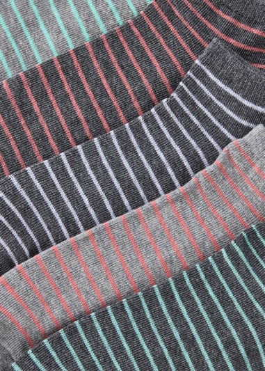 5 Pack Grey Stripe Trainer Socks