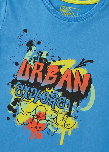 Boys Blue Graffiti T-Shirt (7-15yrs)