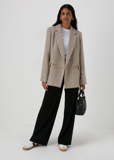 Beige Herringbone Blazer