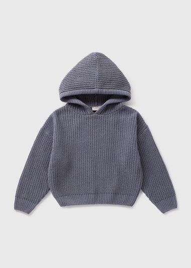 Girls Charcoal Chenille Knitted Hoodie (7-15yrs)