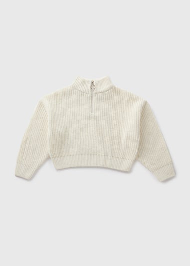 Girls Cream Half Zip Knit Jumper (7-15yrs)