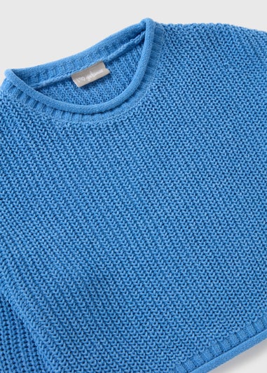 Girls Blue Knit Crop Jumper (7-15yrs)