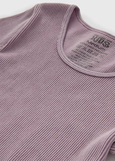 Girls Purple Acid Wash Seamless Top (7-15yrs)