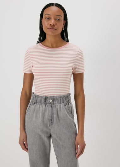 Pink Stripe Fitted T-Shirt