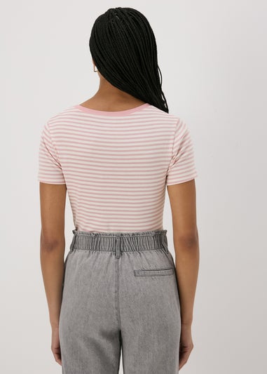 Pink Stripe Fitted T-Shirt