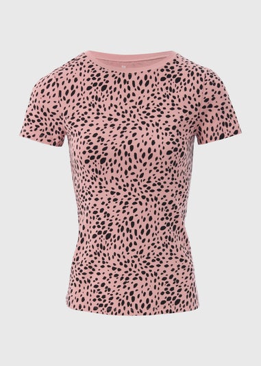 Pink Spot Print Fitted T-Shirt