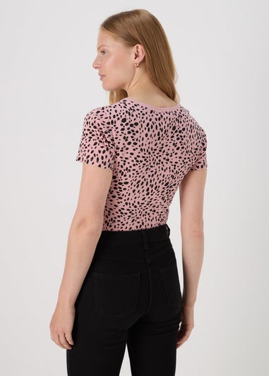 Pink Spot Print Fitted T-Shirt