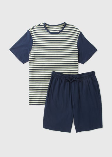 Navy Striped Top & Shorts Pyjama Set