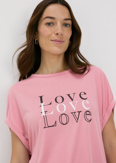 Pink Love Graphic Longline T-Shirt