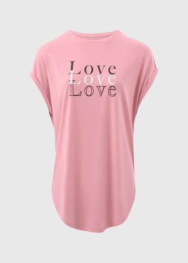 Pink Love Graphic Longline T-Shirt