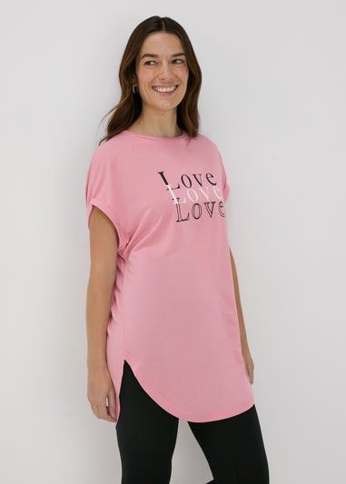 Pink Love Graphic Longline T-Shirt