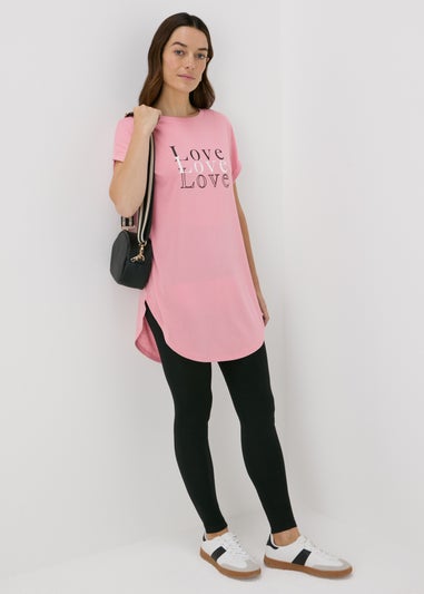 Pink Love Graphic Longline T-Shirt