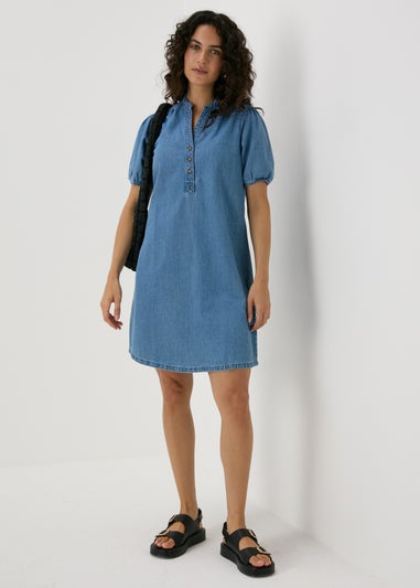 Mid Wash Denim Mini Dress