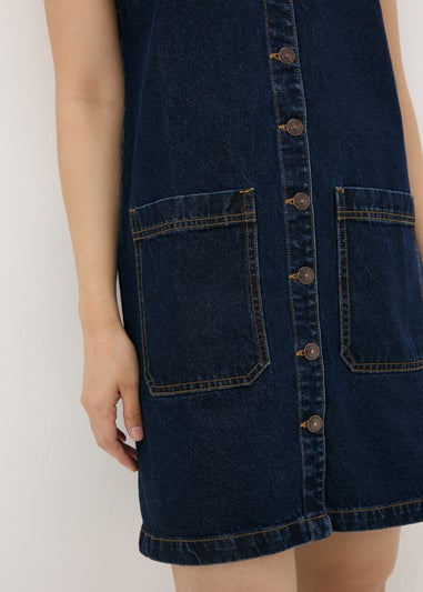 Mid Wash Denim Pinafore Dress