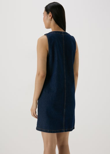 Mid Wash Denim Pinafore Dress