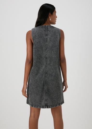 Grey Denim Pinafore Dress