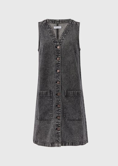 Grey Denim Pinafore Dress