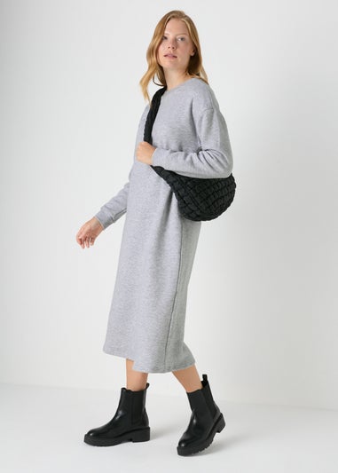 Grey Midi Sweater Dress