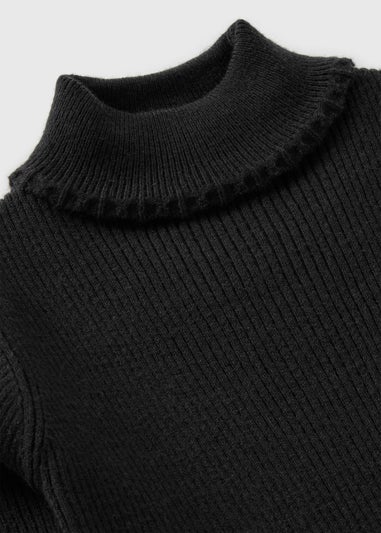 Girls Black Knit Roll Neck Jumper (1-7yrs)