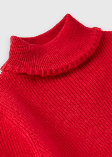 Girls Red Roll Neck Knitted Top (1-7yrs)