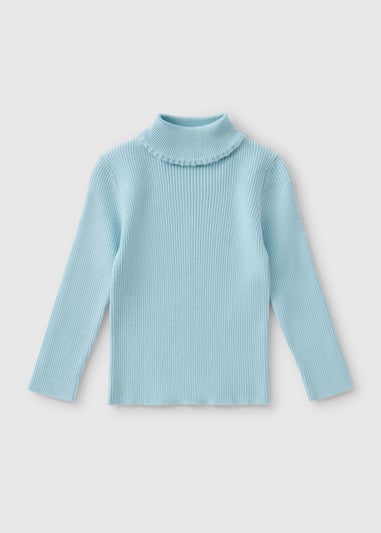 Girls Blue Roll Neck Knitted Top (1-7yrs)