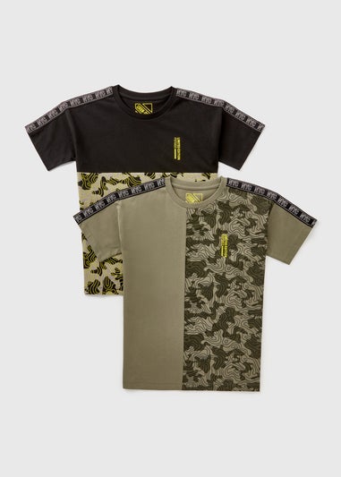 2 Pack Boys Green Camo T-Shirts (7-15yrs)